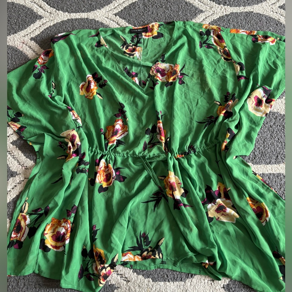 Lane Bryant Green Floral Top